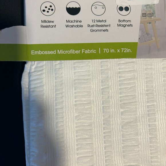 Mint microfiber fabric 70x72 mildew resistant white shower curtain - unopened - Picture 5 of 5